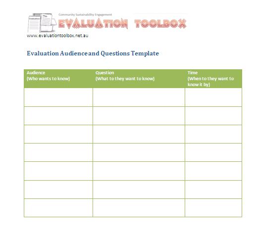 Evaluation Audience and Question Template